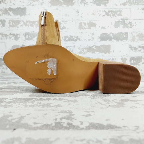 New Bp. Brynne Tan Faux Leather Block Heel Pointy Toe Ankle Boots W379 - Picture 8 of 13